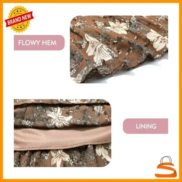 Women's Stretch High Waist Flowy Chiffon Skirt with Lining, Lightweight Summer - Picture 5 of 5